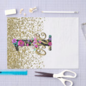 Black Floral Gold Glitter ONE 1 1e verjaardag Tissuepapier (Craft)