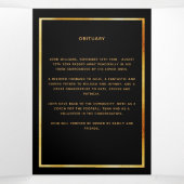 Black floral gold phototri-voudig begrafenisprogra drieluik aankondiging (Binnenkant midden)