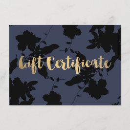 Black Floral Gold Text Blue Cadeaubon