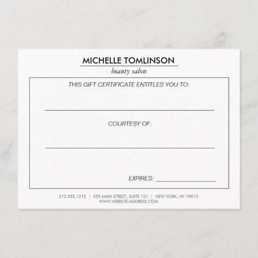 Black Floral Gold Text Blue Cadeaubon (Achterkant)