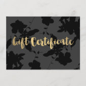 Black Floral Gold Text Cadeaubon (Voorkant)