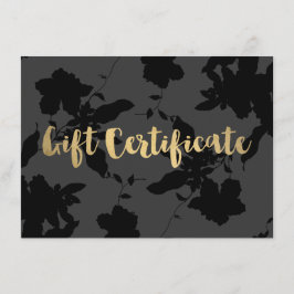 Black Floral Gold Text Cadeaubon