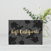 Black Floral Gold Text Cadeaubon (Staand voorkant)