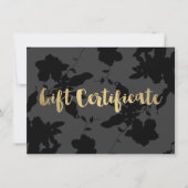 Black Floral Gold Text Cadeaubon (Voorkant)