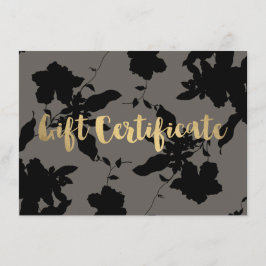 Black Floral Gold Text Grey Cadeaubon