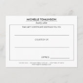 Black Floral Gold Text Grey Cadeaubon (Achterkant)