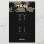Black Floral Gold Text Makeup Artist Gray Flyer (Voorkant)
