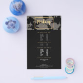 Black Floral Gold Text Makeup Artist Gray Flyer (Enkel)