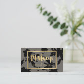 Black Floral Gold Text Makeup Artist Gray Visitekaartje (Staand voorkant)