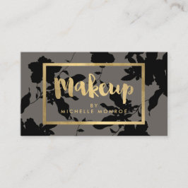 Black Floral Gold Text Makeup Artist Gray Visitekaartje