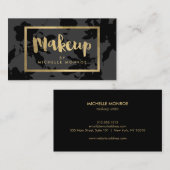 Black Floral Gold Text Makeup Artist Visitekaartje (Voorkant / Achterkant)