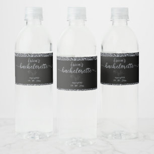 Black Floral Gothic Bachelorette Party Waterfles Etiket