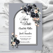 Black Floral Grey Arch Wedding Save the Date