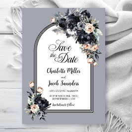 Black Floral Grey Arch Wedding Save the Date