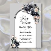 Black Floral Grey Arch Wedding Save the Date