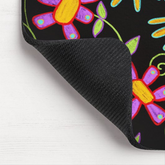 Black Floral Grow Kindness Fun Muismat (Hoek)