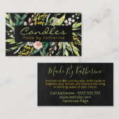 Black Floral Handmade Candle and Soy Wax Melt Visitekaartje (Voorkant / Achterkant)