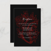 Black Floral Heart Handfasting Wedding Reception E Informatiekaartje (Voorkant / Achterkant)