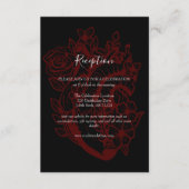 Black Floral Heart Handfasting Wedding Reception E Informatiekaartje (Voorkant)