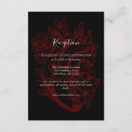 Black Floral Heart Handfasting Wedding Reception E Informatiekaartje
