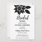 Black Floral Hibiscus Invitation Kaart (Voorkant)