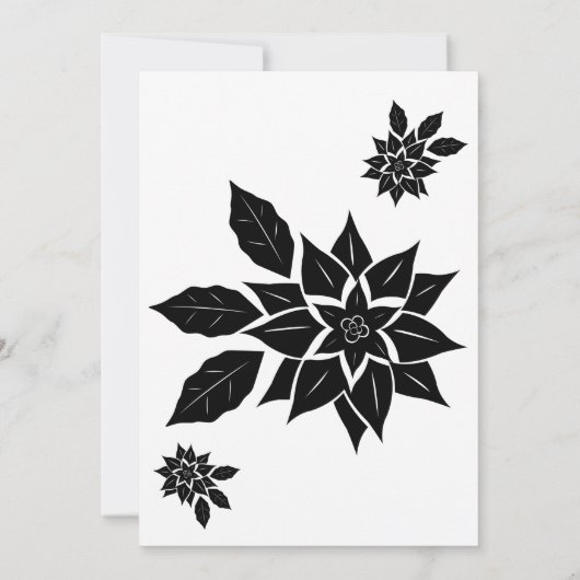 Black Floral Hibiscus Invitation Kaart (Achterkant)