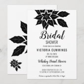 Black Floral Hibiscus Invitation Kaart (Voorkant / Achterkant)
