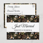 Black Floral is net getrouwd met huwelijksaankondi Aankondigingskaart (Voorkant / Achterkant)