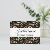 Black Floral is net getrouwd met huwelijksaankondi Aankondigingskaart (Staand voorkant)