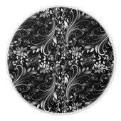 Black Floral Keramische Knop (Voorkant)