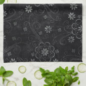 Black Floral Kitchen Towel Theedoek (Gevouwen)