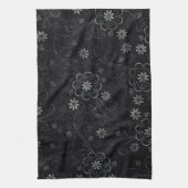 Black Floral Kitchen Towel Theedoek (Verticaal)