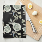 Black Floral Kitchen Towel Theedoek (Quarter Fold)