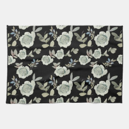 Black Floral Kitchen Towel Theedoek
