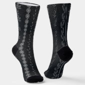 Black Floral Lace Mode Designer Texture Sokken (Gebogen)