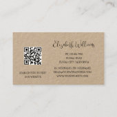 Black Floral Line Art Botanical QR-Code Visitekaartje (Achterkant)