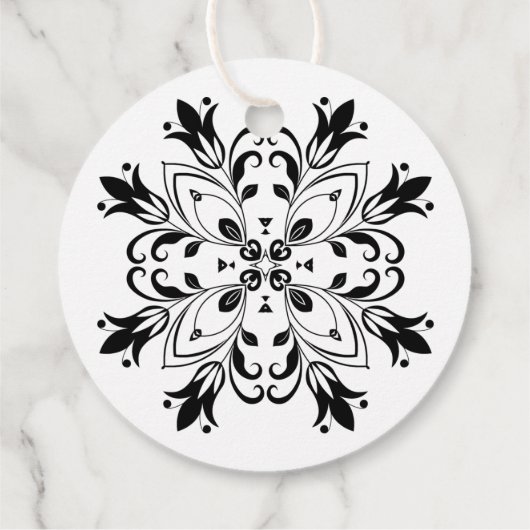 Black Floral Mandala Bedankjes Labels (Achterkant)