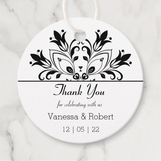 Black Floral Mandala Bedankjes Labels (Voorkant)
