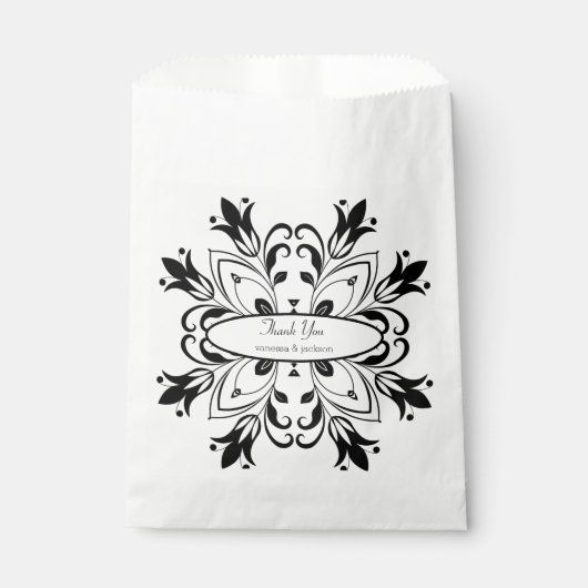 Black Floral Mandala Bedankzakje (Voorkant)