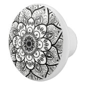 Black Floral Mandala Keramische Knop (Rechts)
