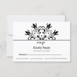 Black Floral Mandala RSVP Kaartje