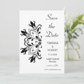 Black Floral Mandala Save The Date (Staand voorkant)