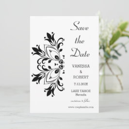 Black Floral Mandala Save The Date