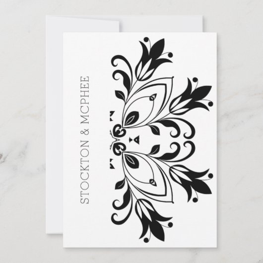 Black Floral Mandala Save The Date (Achterkant)