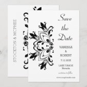 Black Floral Mandala Save The Date (Voorkant / Achterkant)