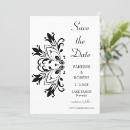 Black Floral Mandala Save The Date