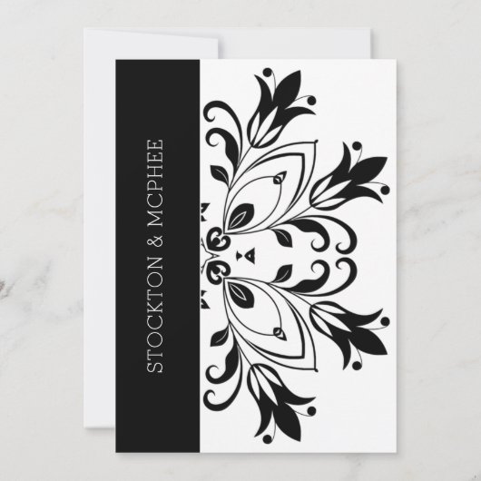 Black Floral Mandala Save The Date (Achterkant)