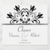 Black Floral Mandala Sparkling Wijnetiket (Enkel label)