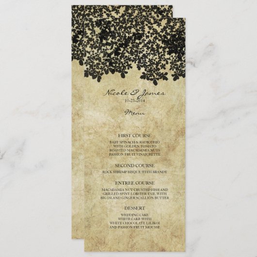Black Floral  Menu (Voorkant / Achterkant)