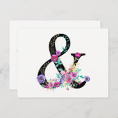 Black Floral Modern Ampersand Chic Bewaar de datum Aankondigingskaart (Voorkant / Achterkant)